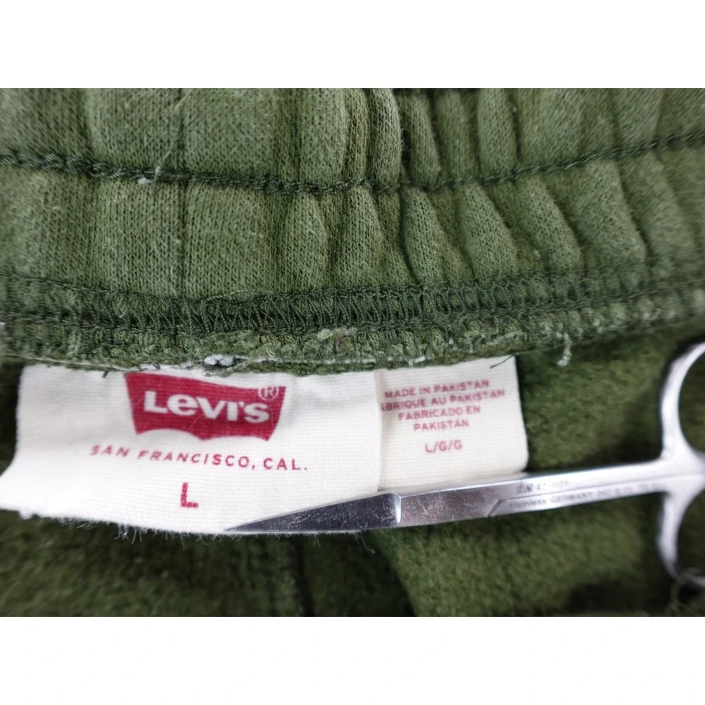 Levi's Men's Olive Green Sweat‎ Shorts Size L Elastic Waist Drawstring Logo